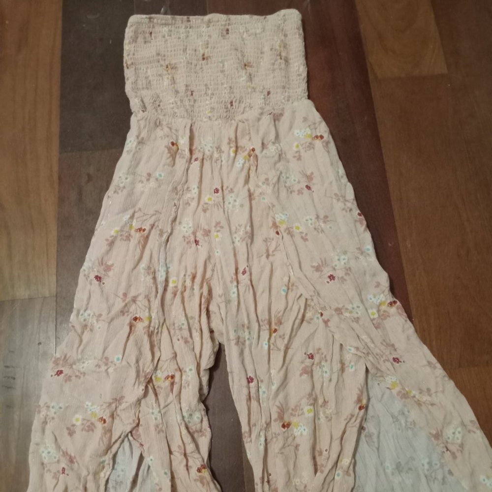 Beautiful long floral baby pink romper